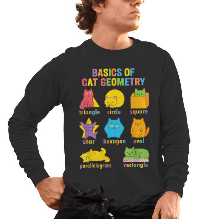 Math Cat Geometry Back To School Mathematics Teacher Men's Long Sleeve T-Shirt