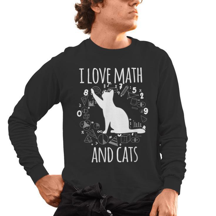 Math Nerd Math Teacher Cat Lover I Love Math And Cats Men's Long Sleeve T-Shirt