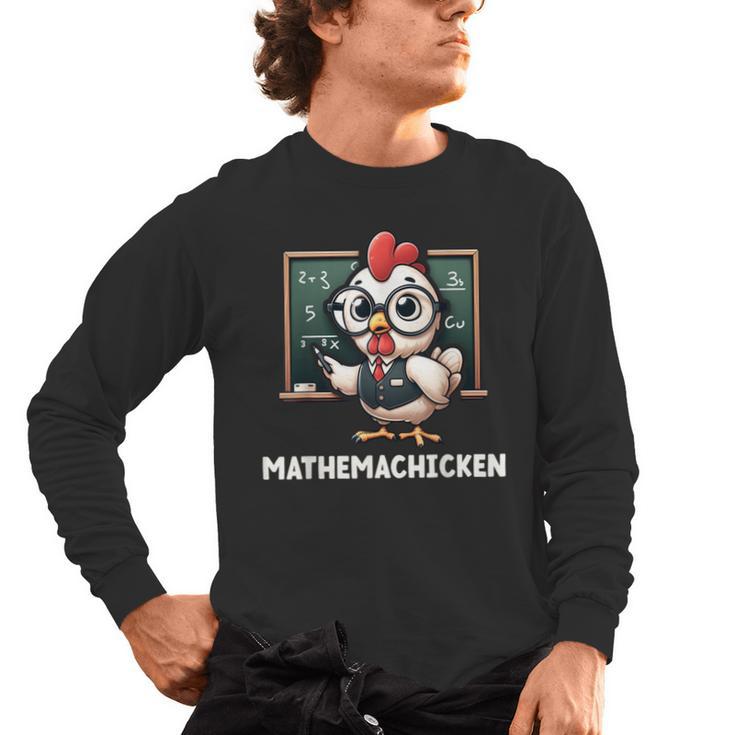 Math Teacher Chicken Mathemachicken Pun Men's Long Sleeve T-Shirt