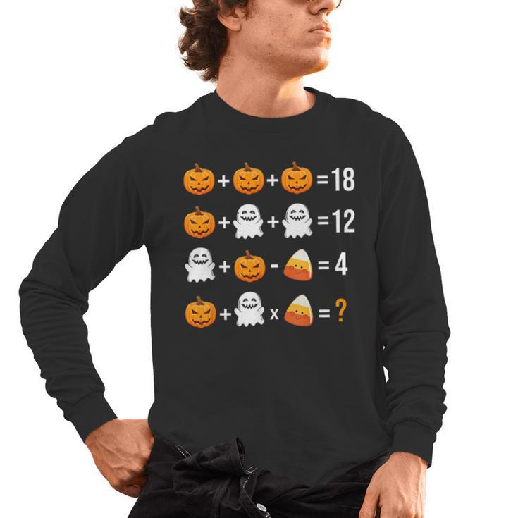 Math Teacher Halloween Equation Pumpkin Ghost Candy Corn Men's Long Sleeve T-Shirt