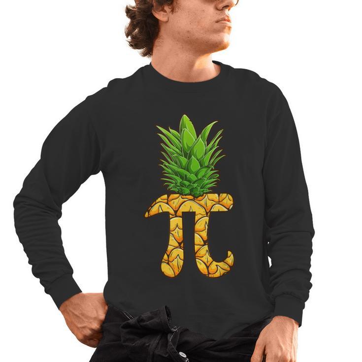 Math Teacher Hawaiian Shirts Pineapple Pi Day Symbol Men's Long Sleeve T-Shirt
