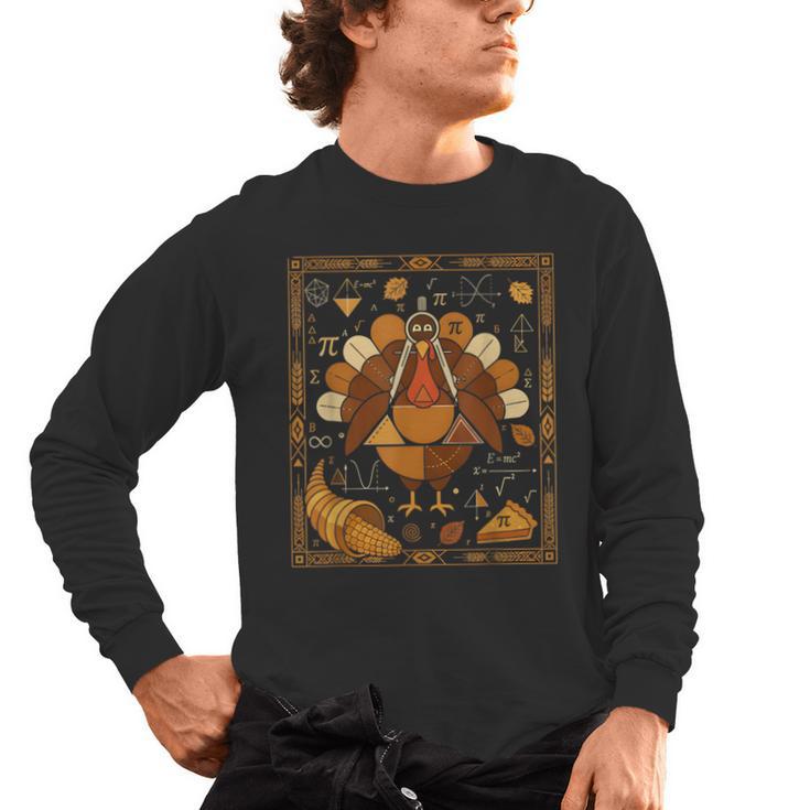 Math Turkey Teacher Thanksgiving Geometric Pi Equation Men's Long Sleeve T-Shirt