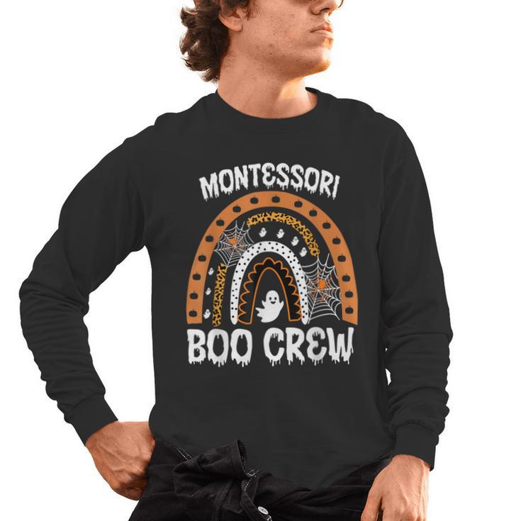Montessori Teacher Halloween Boo Rainbow Leopard Halloween Men's Long Sleeve T-Shirt