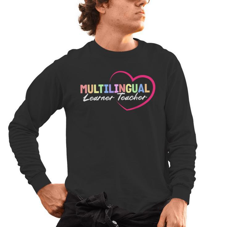 Multilingual Learner Teacher Heart Men's Long Sleeve T-Shirt