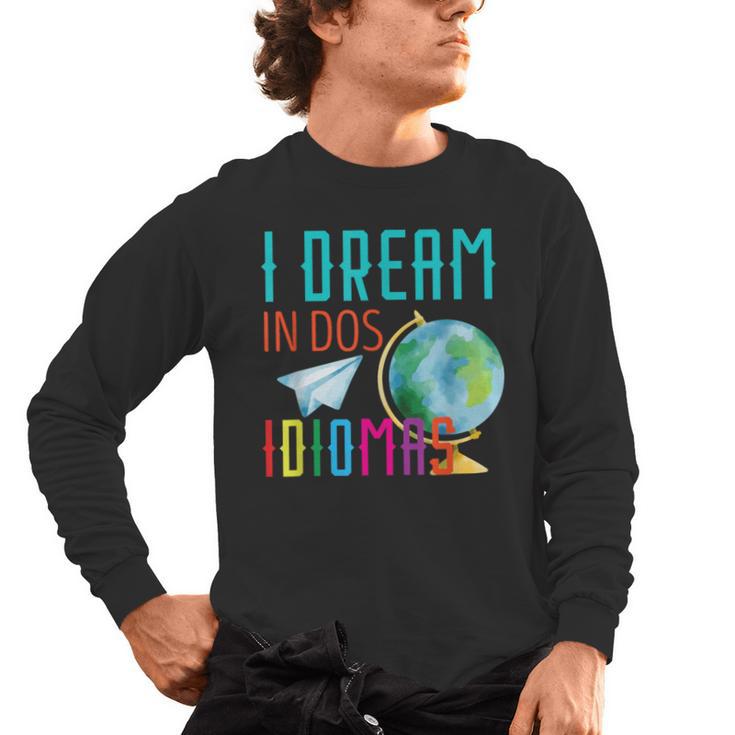 Multilingual Teacher In Dos Idiomas Linguist Language Men's Long Sleeve T-Shirt
