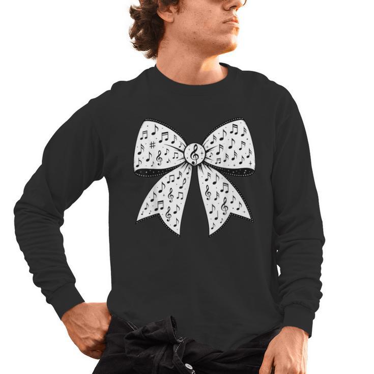 Music Notes Coquette Bow Music Teacher School Musician Band Men's Long Sleeve T-Shirt