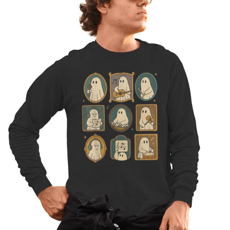 Music Teacher Orchestra Spooky Halloween Ghost Band Men's Long Sleeve T-Shirt