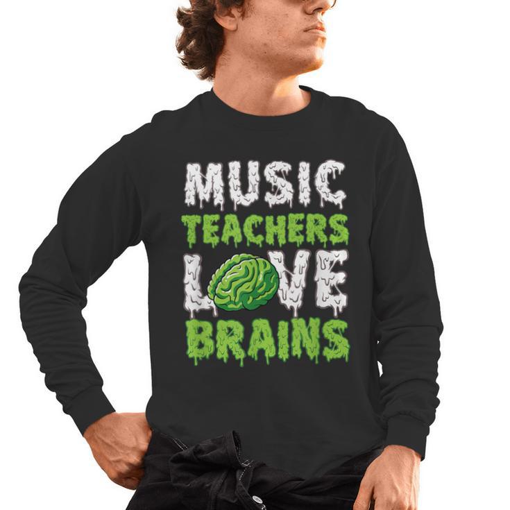 Music Teachers Love Brains Cute Teaching Halloween Men's Long Sleeve T-Shirt