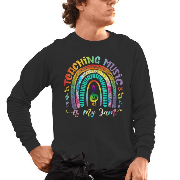 Musical Teacher Teaching Music Is My Jam Rainbow Tie Dye Men's Long Sleeve T-Shirt