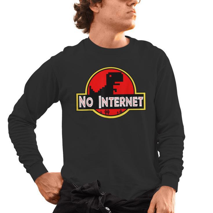 Nerdy No Internet Dinosaur Computer Science Teacher Men's Long Sleeve T-Shirt