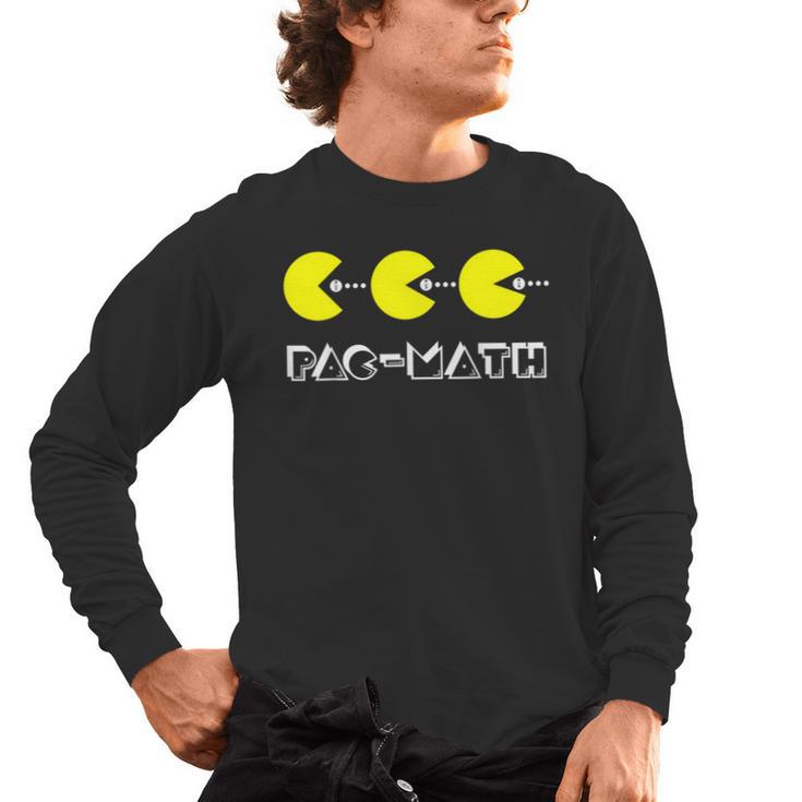 Nerdy Pac-Math Nom Retro Game Precalculus Math Teacher Men's Long Sleeve T-Shirt