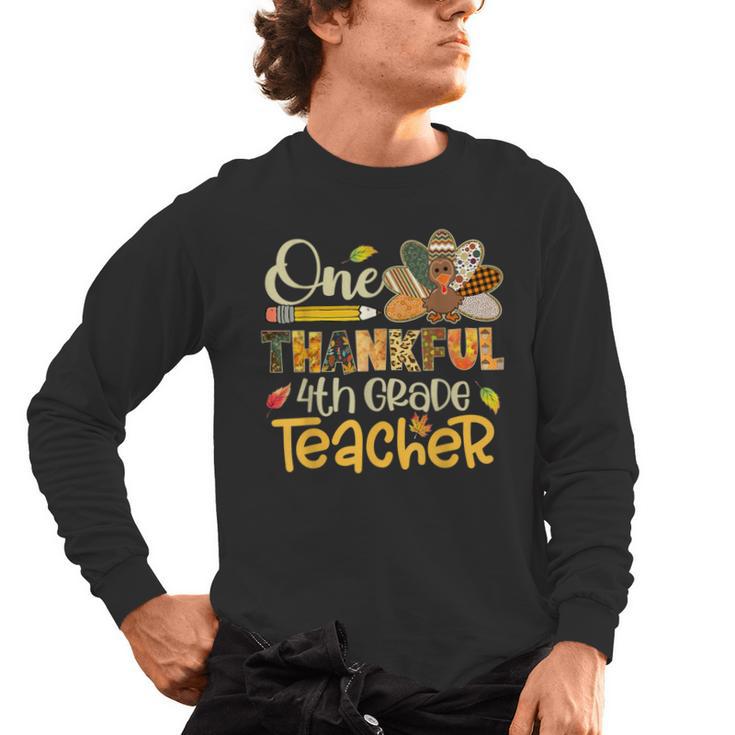 One Thankful 4th Grade Teacher Turkey Leopard Thanksgiving Men's Long Sleeve T-Shirt, trending gift One Thankful 4th Grade Teacher Turkey Leopard Thanksgiving Men's Long Sleeve T-Shirt, trending gift