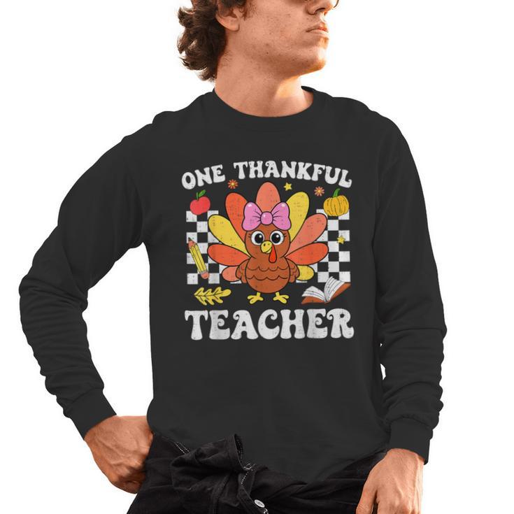 One Thankful Teacher Turkey Thanksgiving Teaching Men's Long Sleeve T-Shirt