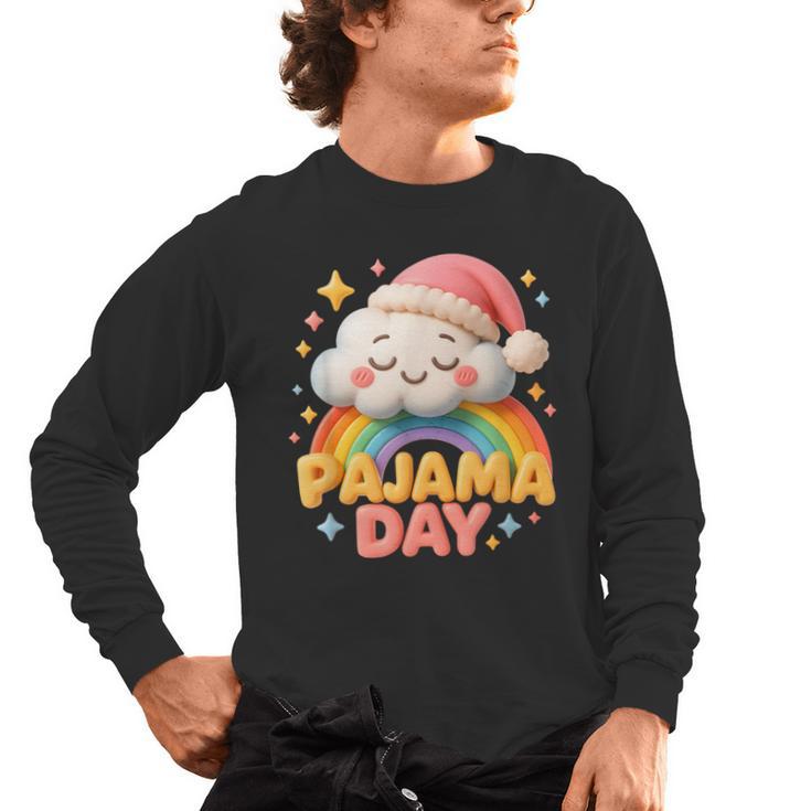 Pajama Day School Spirit Week Sleepy Cloud Teacher Student Men's Long Sleeve T-Shirt