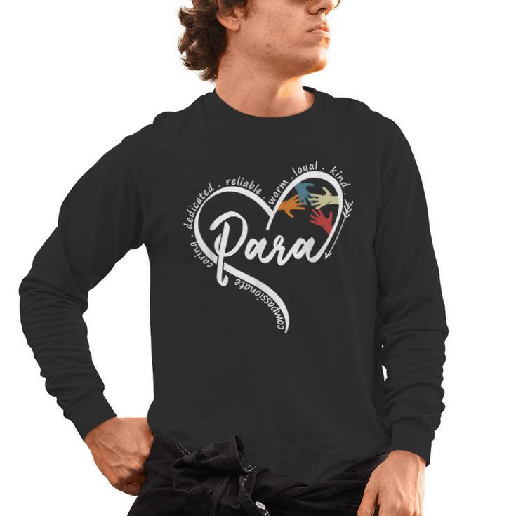 Para Heart Paraprofessional Teacher Paraeducator Men's Long Sleeve T-Shirt