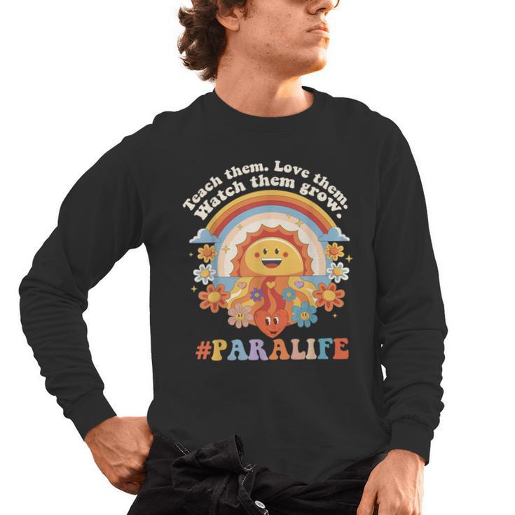 Paraprofessional Para Life Sun Flower Teacher Back To School Men's Long Sleeve T-Shirt
