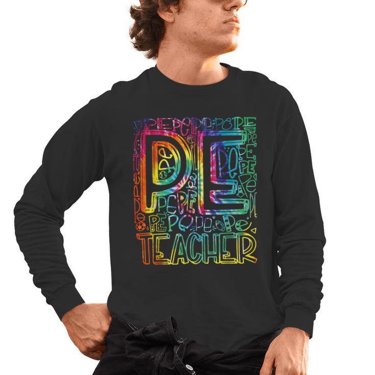 PE Teacher Phys Ed Tie Dye Physical Education Appreciation Men's Long Sleeve T-Shirt
