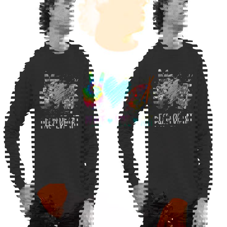 Peace Love Art Painting Palette Art Teacher Men&#x27;s Long Sleeve T-Shirt