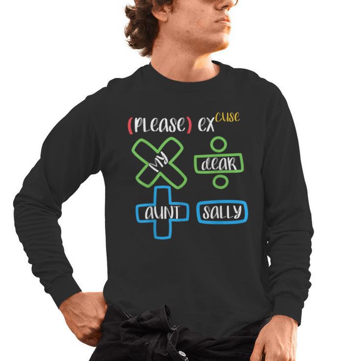 PEMDAS Please Excuse My Dear Aunt Sally Math Teacher Men's Long Sleeve T-Shirt