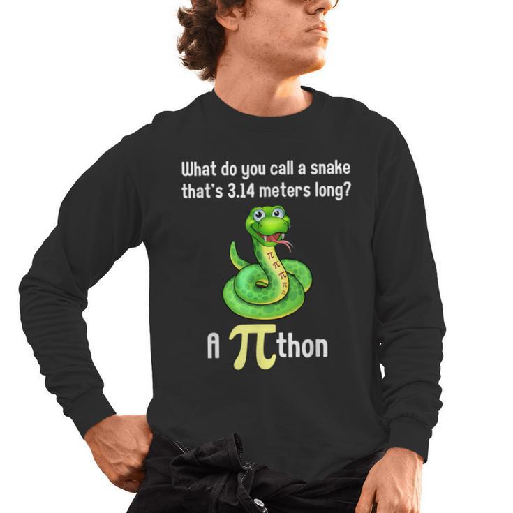 Pi Day Puns Pithon Math Teacher Jokes Women Men Kids Men's Long Sleeve T-Shirt