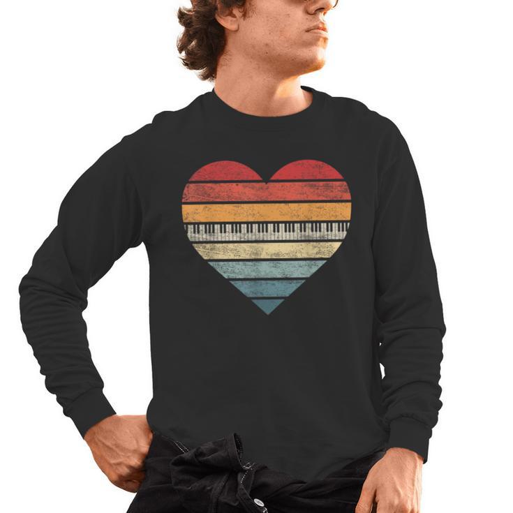 Pianist Retro Sunset Piano Keyboard Player Teacher Men's Long Sleeve T-Shirt
