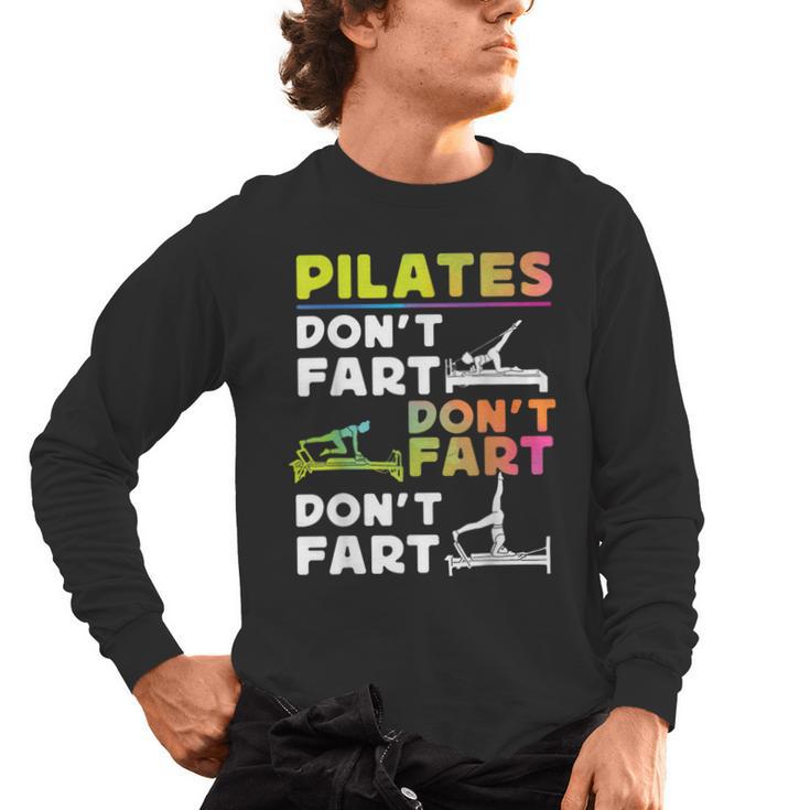 Pilates Instructor Teacher Watercolor Pilates Don't Fart Men Women Kids Men's Long Sleeve T-Shirt