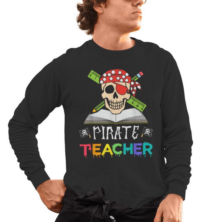 Pirate Teacher Halloween Skull Adult Men's Long Sleeve T-Shirt