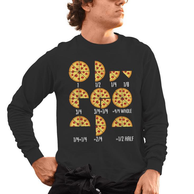 Pizza Slice Fraction Math Teacher Back To School Educational Men's Long Sleeve T-Shirt