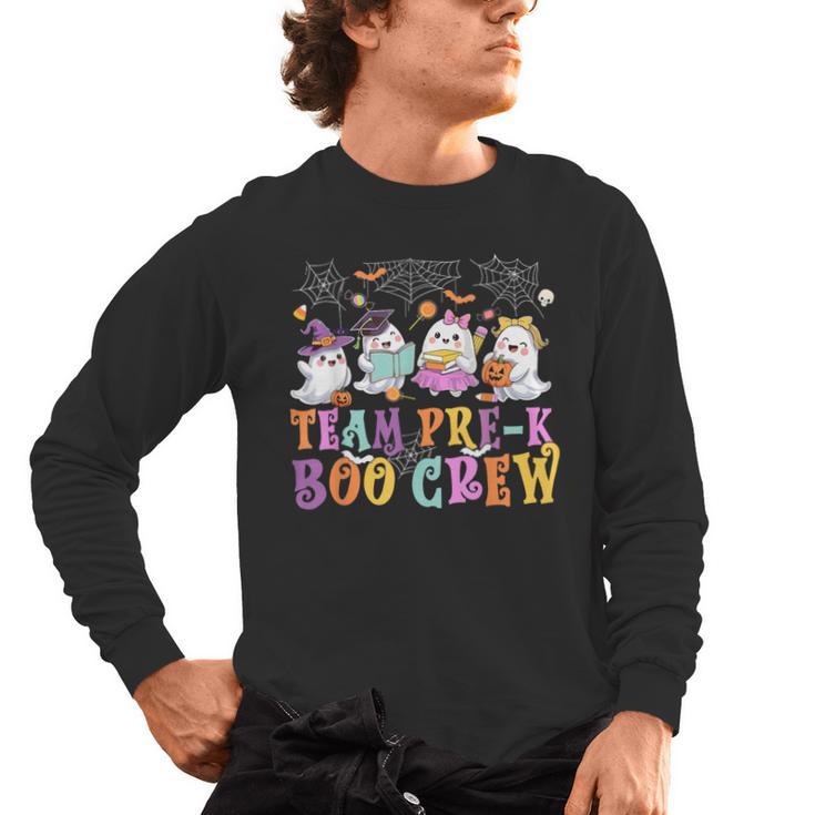 Pre-K Boo Crew Ghost Halloween Teacher Student Men's Long Sleeve T-Shirt