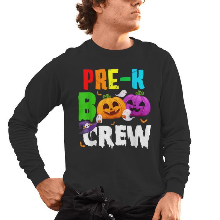 Pre K Boo Crew Halloween Costume Teachers Kids Men's Long Sleeve T-Shirt