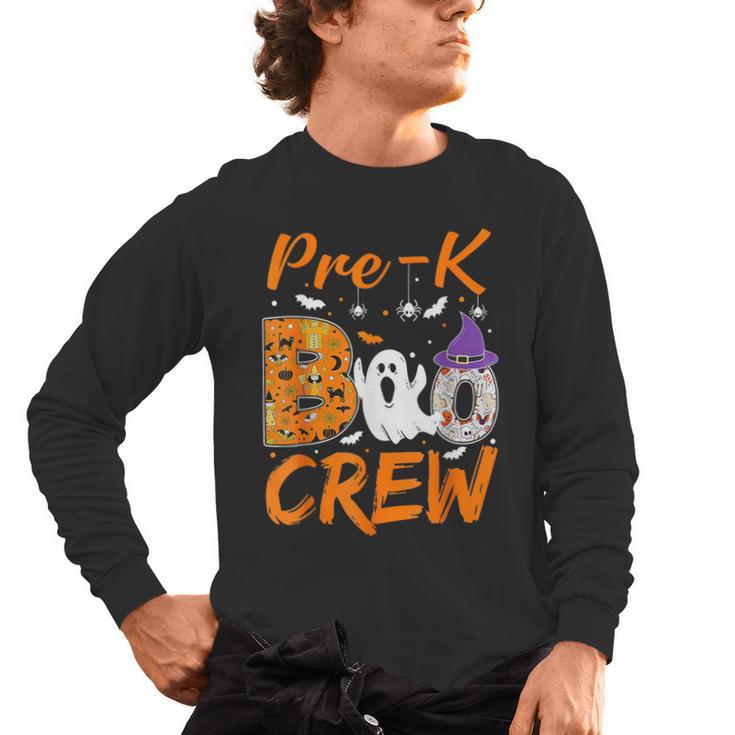 Pre K Boo Crew Teacher Student Halloween Pre Kindergarten Men's Long Sleeve T-Shirt