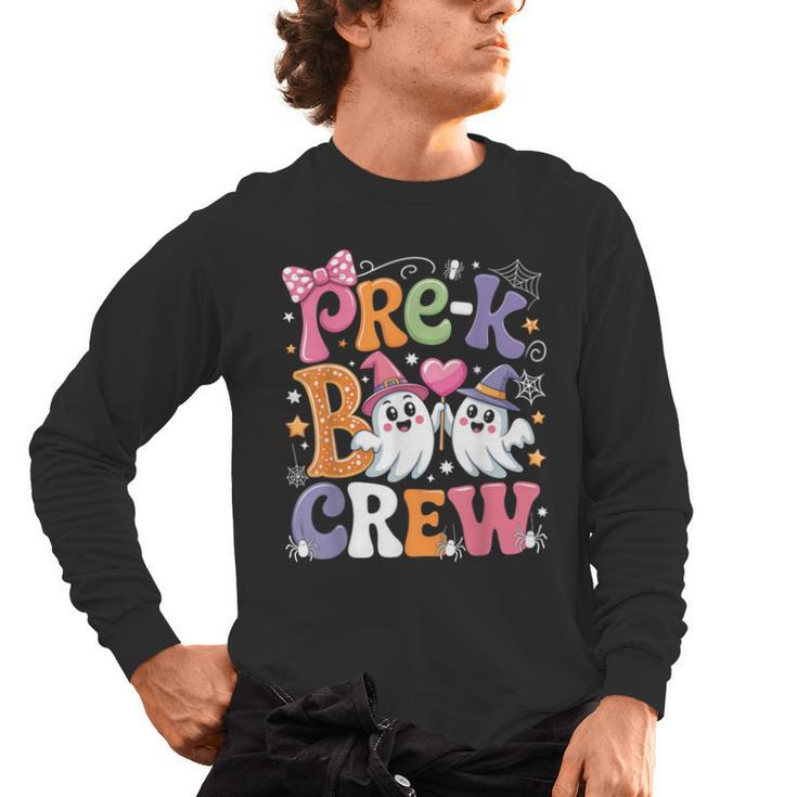Pre-K Boo Crew Pre-K Teacher Student Kids Halloween Men's Long Sleeve T-Shirt