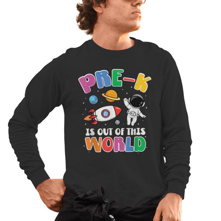 Pre-K Student Teacher Astronaut Space Back To School Men's Long Sleeve T-Shirt