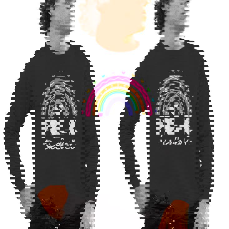 Pre-K Teacher Cute Pre Kindergarten For Teachers Rainbow For Men Women Kids Men&#x27;s Long Sleeve T-Shirt