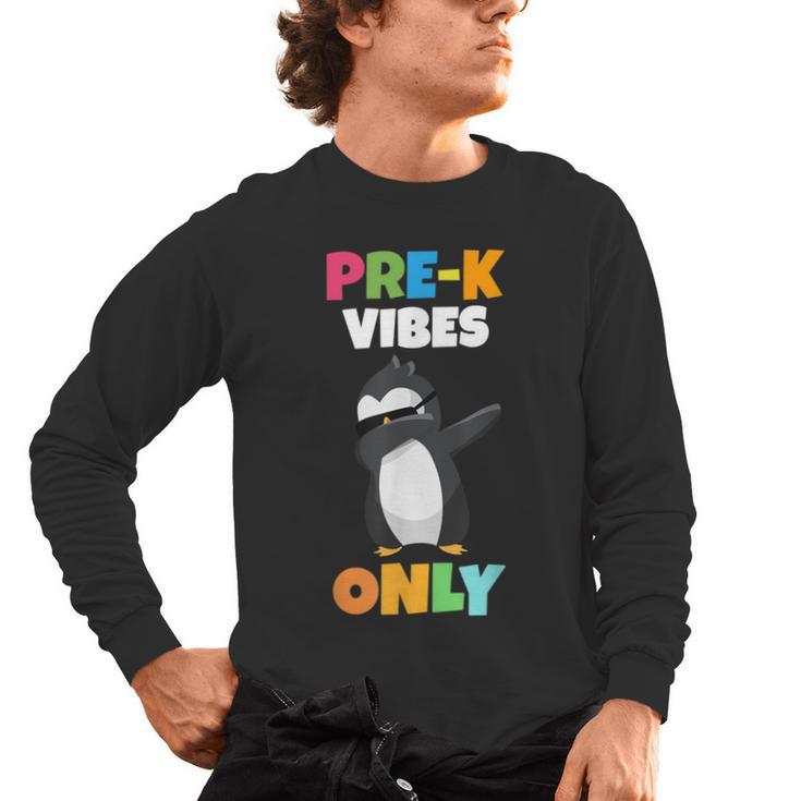 Pre-K Vibes Only Penguin Teachers Kids Back To School Men's Long Sleeve T-Shirt