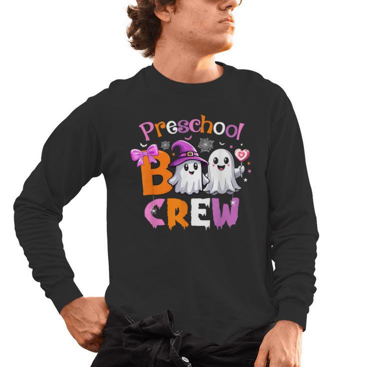 Preschool Boo Crew Preschool Halloween Costume Teacher Kid Men's Long Sleeve T-Shirt