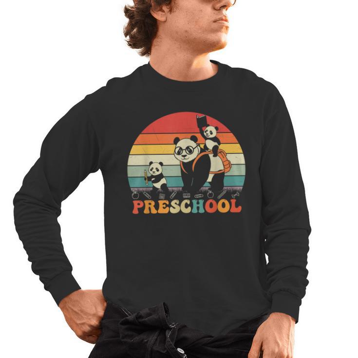 Preschool Panda Back To School Teacher Student Men's Long Sleeve T-Shirt