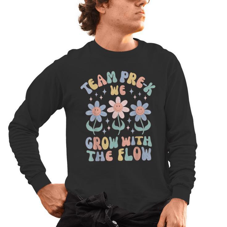 Preschool Teacher Appreciation Team Pre-K Grow With The Flow Men's Long Sleeve T-Shirt