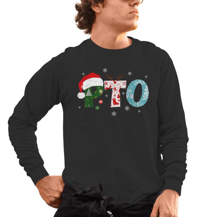 PTO Santa Hat Reindeer Parent Teacher Organization Christmas Men's Long Sleeve T-Shirt, trending gift PTO Santa Hat Reindeer Parent Teacher Organization Christmas Men's Long Sleeve T-Shirt, trending gift