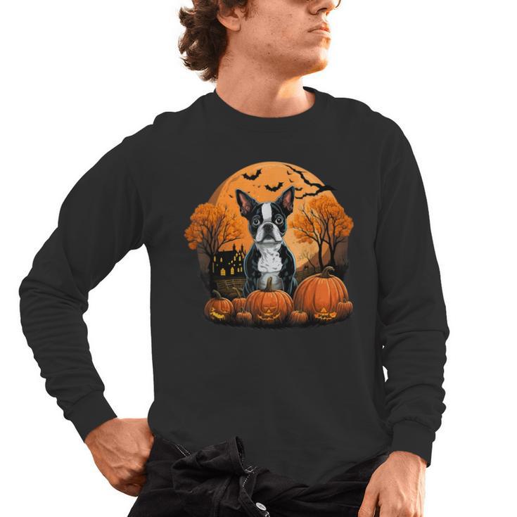 Pumpkin Boston Terrier Costume On Boston Terrier Halloween Men's Long Sleeve T-Shirt, trending gift