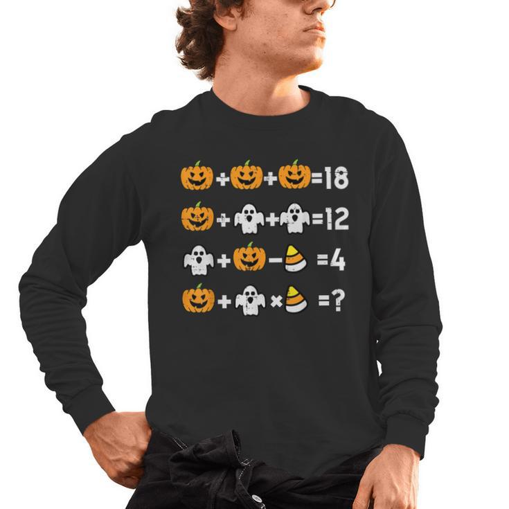 Pumpkin Ghost Equation Math Teacher Halloween Costume Men's Long Sleeve T-Shirt
