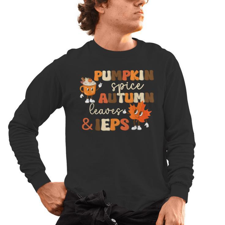 Pumpkin Spice Autumn Leaves IEPS Sped Teacher Fall Men's Long Sleeve T-Shirt