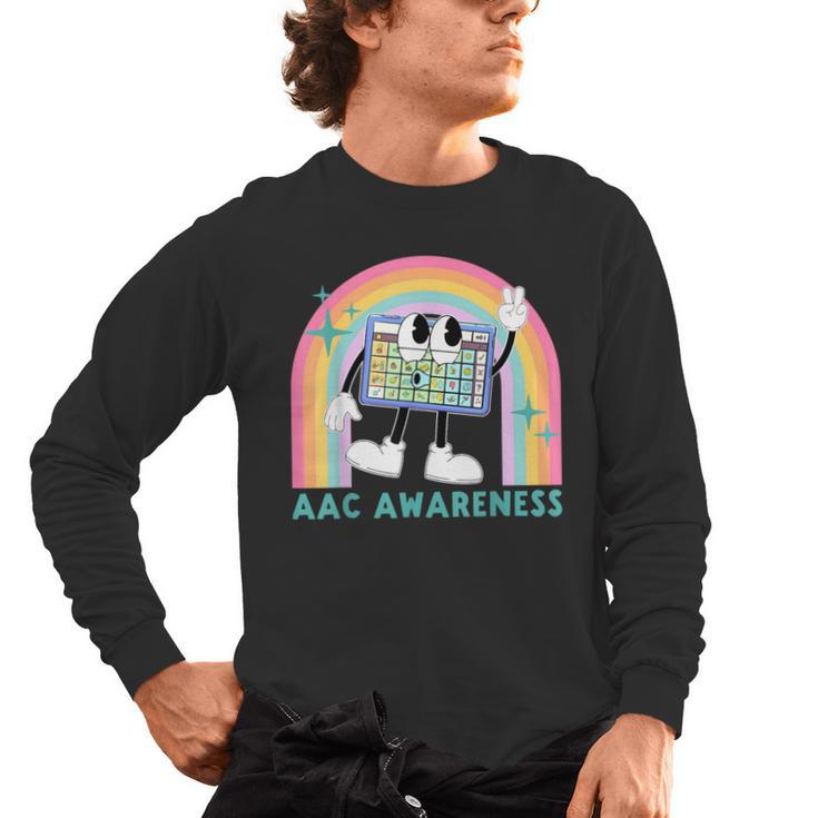 Rainbow AAC Awareness Month SPED Teacher SLP Communication Men's Long Sleeve T-Shirt