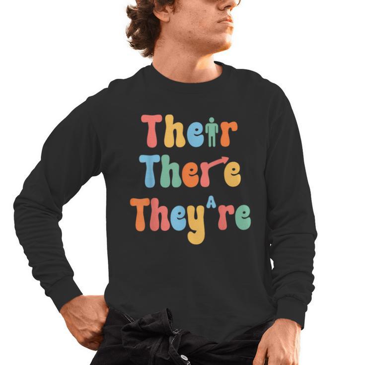 There Their They'Re English Class Grammar Joke Teacher Men's Long Sleeve T-Shirt