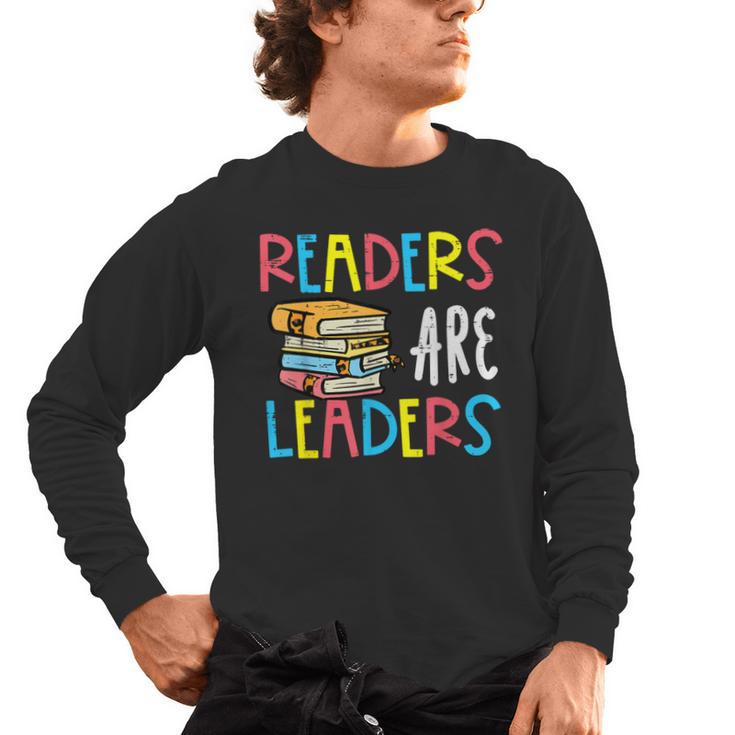 Readers Are Leaders Reading Book Lover Teacher Women Men Kid Men's Long Sleeve T-Shirt