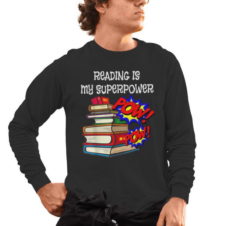 Reading Is My Super Power Superhero Best English Teacher Men's Long Sleeve T-Shirt