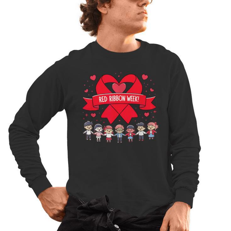 Red Ribbon Week Awareness For Students And Teachers Men Women Girls Kids Men's Long Sleeve T-Shirt