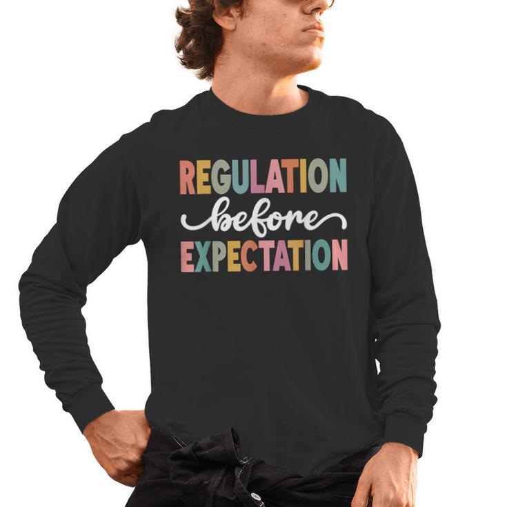 Regulation Before Expectation Cute ABA SPED Teacher Therapy Men's Long Sleeve T-Shirt