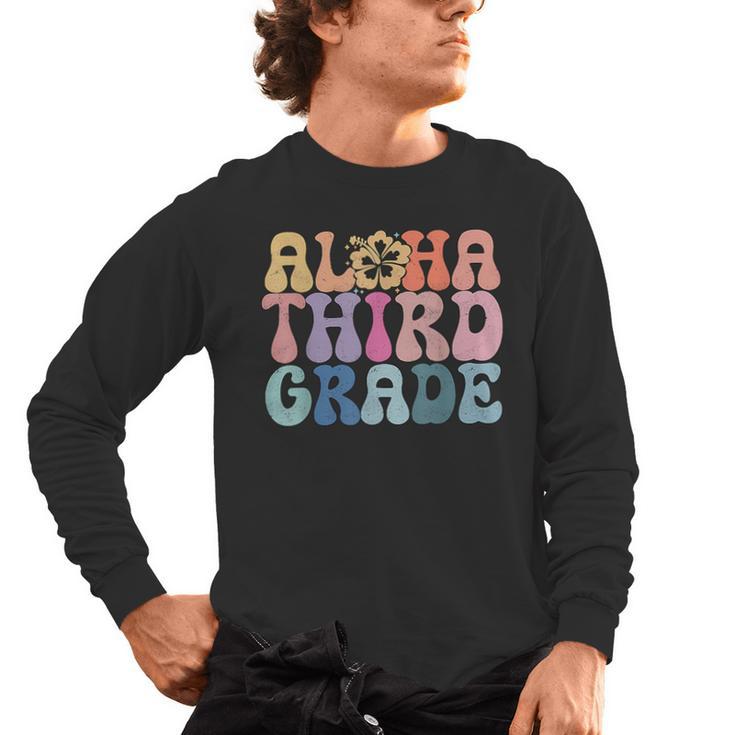 Retro Aloha Third Grade Teacher Summer Vacation Beach Hawaii Men's Long Sleeve T-Shirt