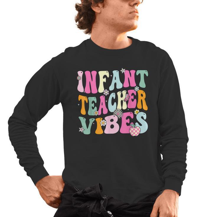 Retro Infant Teacher Vibes Women Daycare Teacher Men's Long Sleeve T-Shirt
